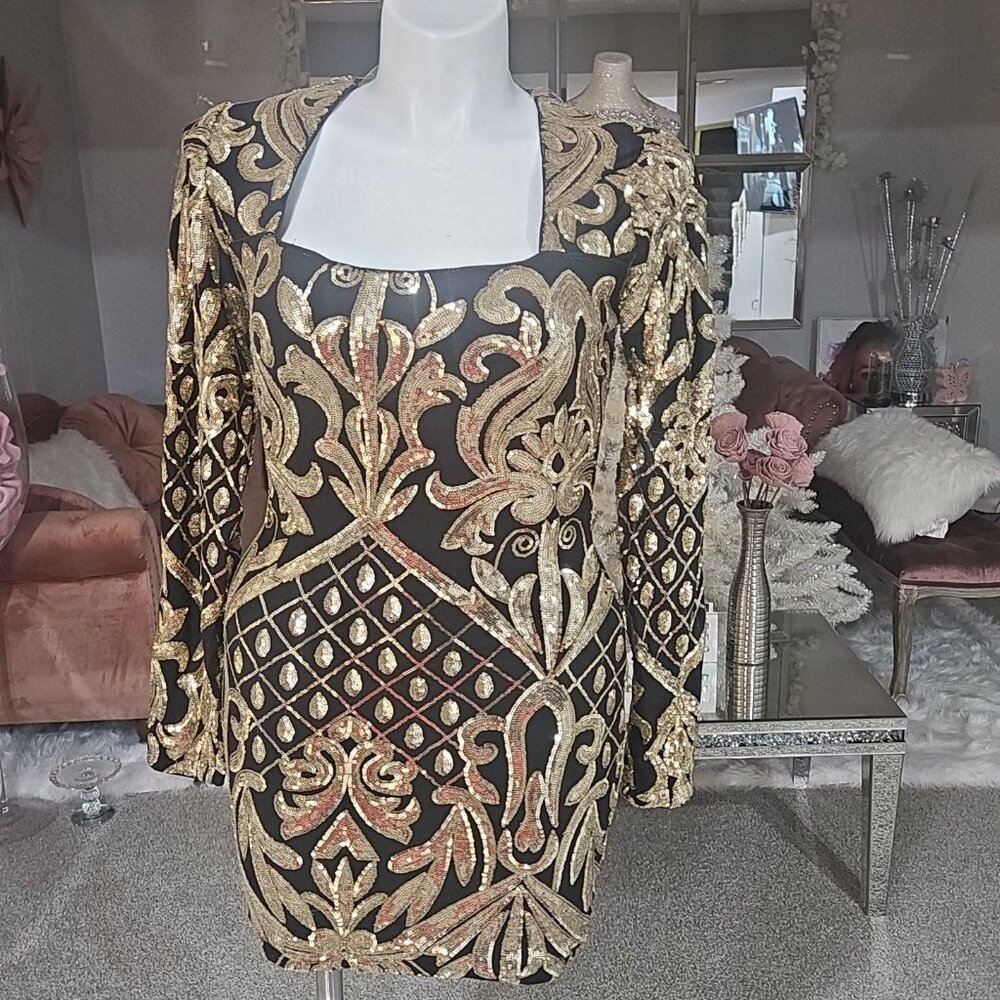 Black and gold dress